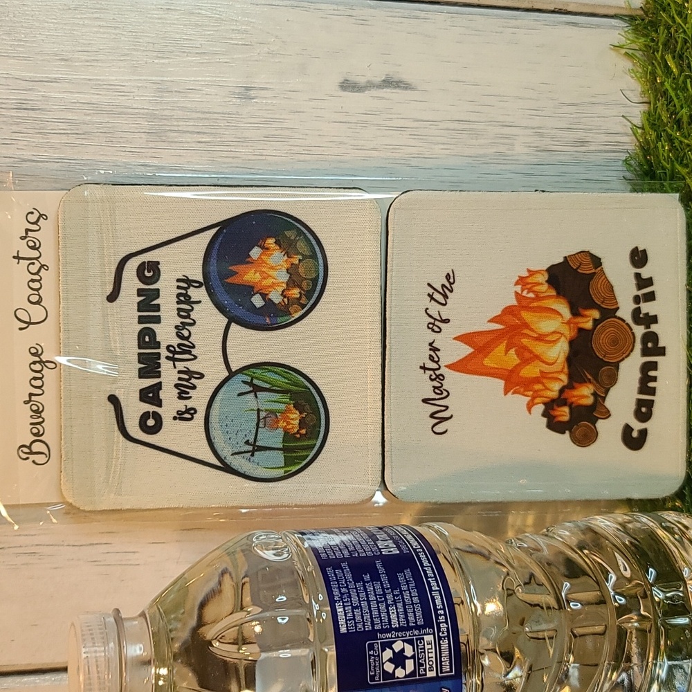 Camping NWT Beverage Coaster set of 2 for can glass bottle wine beer